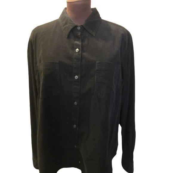 Woolrich LS Black Corduroy Button Lightweight Shirt Sz XL - Picture 1 of 4